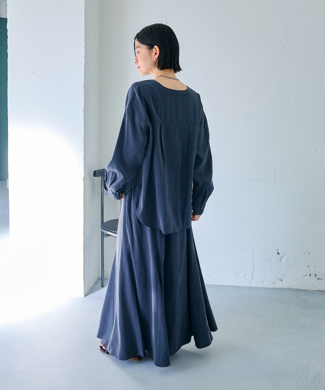 CROSS FUNCTION 《接触冷感》サマ美え とろみワークディテールドレープシャツ_sub_7