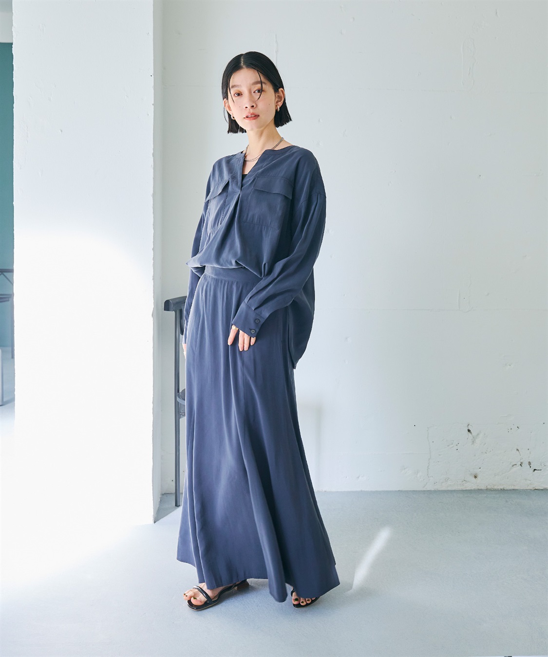 CROSS FUNCTION 《接触冷感》サマ美え とろみワークディテールドレープシャツ_sub_8