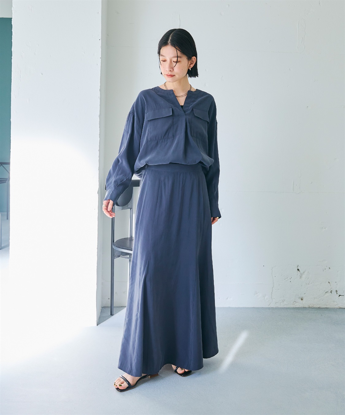 CROSS FUNCTION 《接触冷感》サマ美え とろみワークディテールドレープシャツ_sub_9