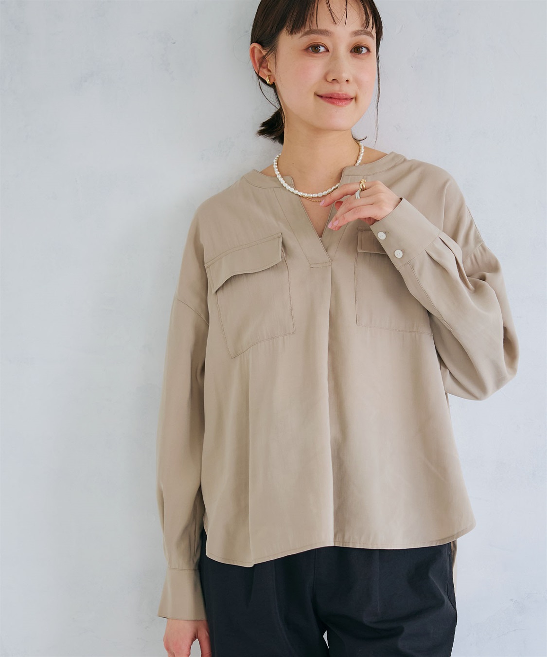 CROSS FUNCTION 《接触冷感》サマ美え とろみワークディテールドレープシャツ_sub_14