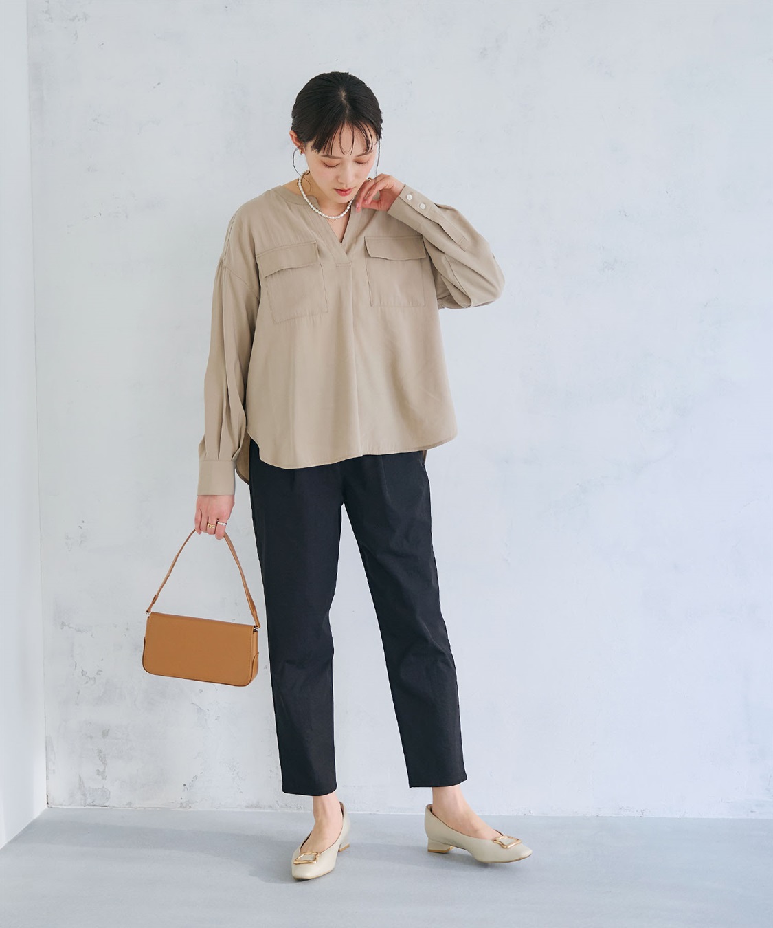 CROSS FUNCTION 《接触冷感》サマ美え とろみワークディテールドレープシャツ_sub_18