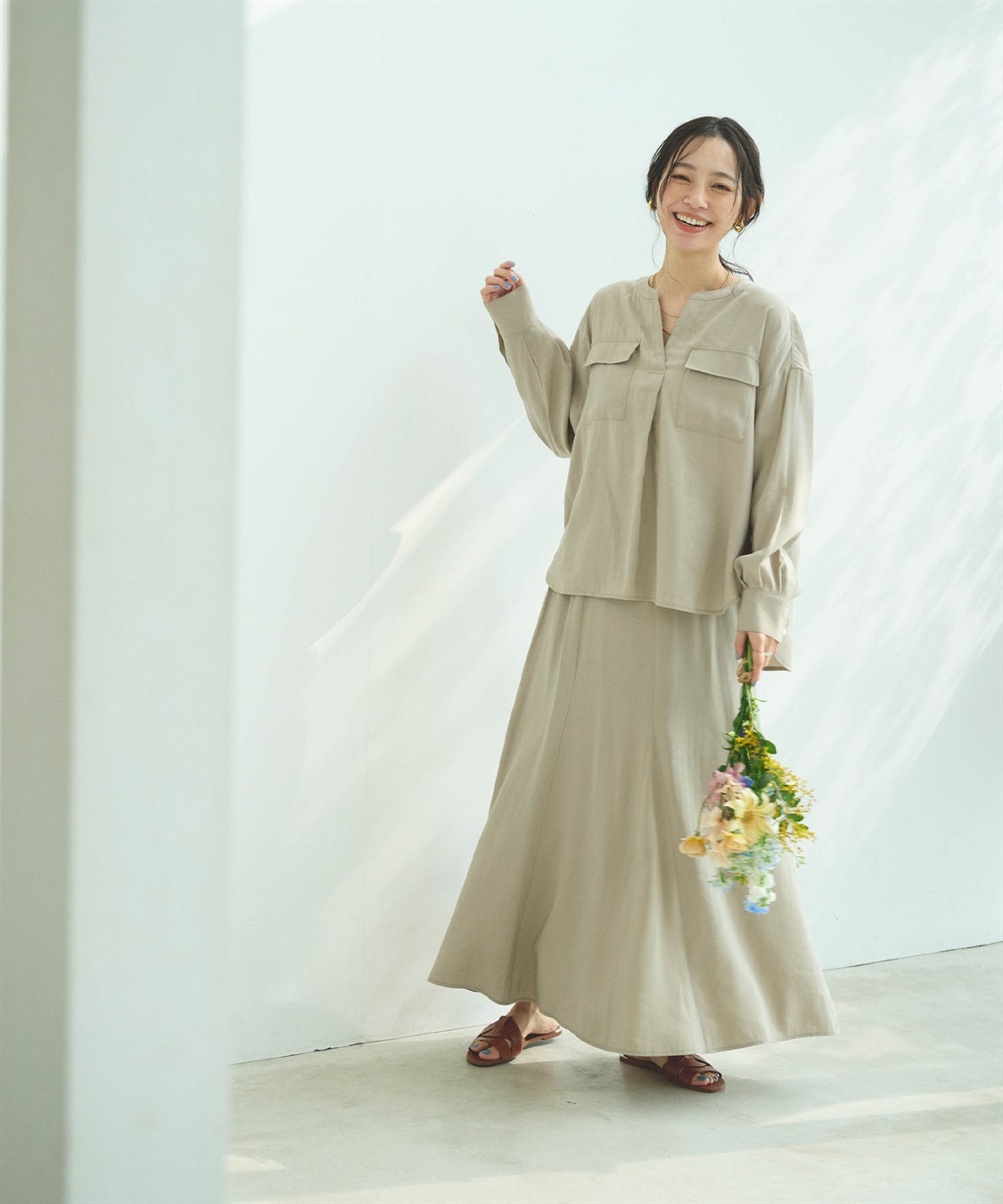 CROSS FUNCTION 《接触冷感》サマ美え とろみワークディテールドレープシャツ_sub_23