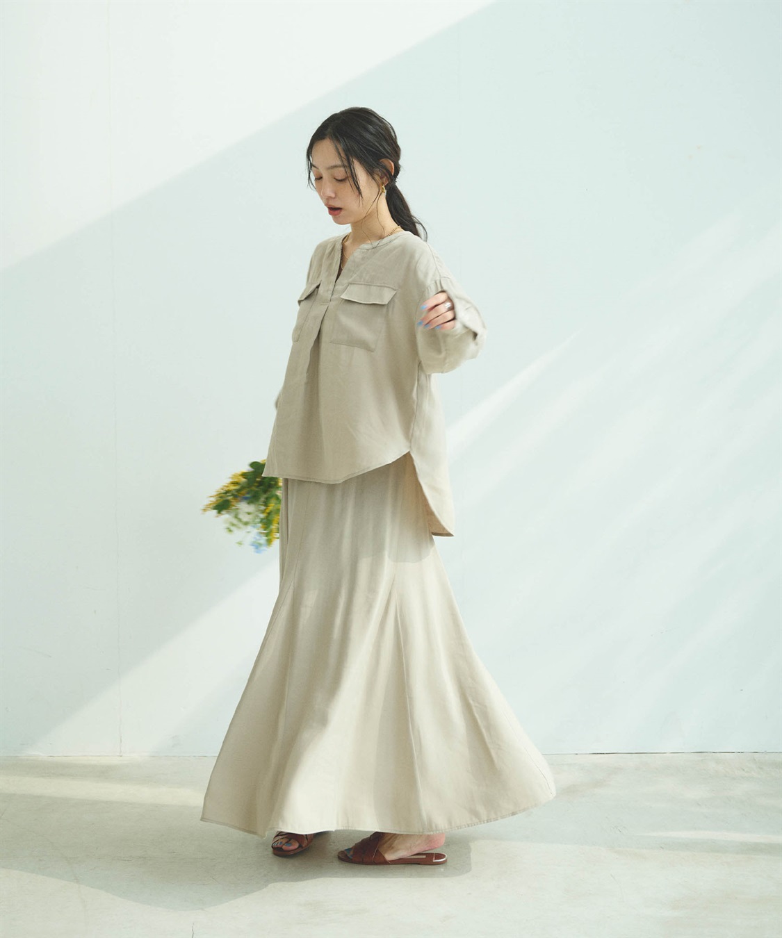 CROSS FUNCTION 《接触冷感》サマ美え とろみワークディテールドレープシャツ_sub_24