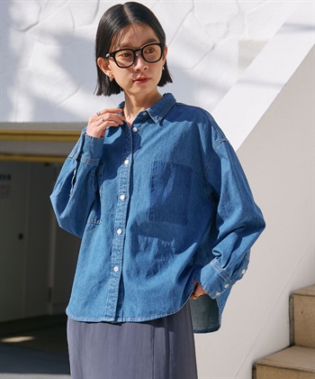 CROSS FUNCTION 《撥水》FRESH DENIM ポケットデザインデニムシャツ_subthumb_1