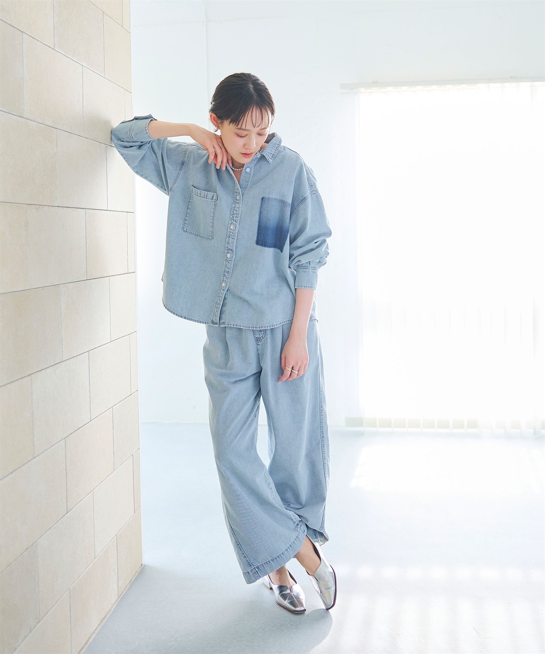 CROSS FUNCTION 《撥水》FRESH DENIM ポケットデザインデニムシャツ_sub_6