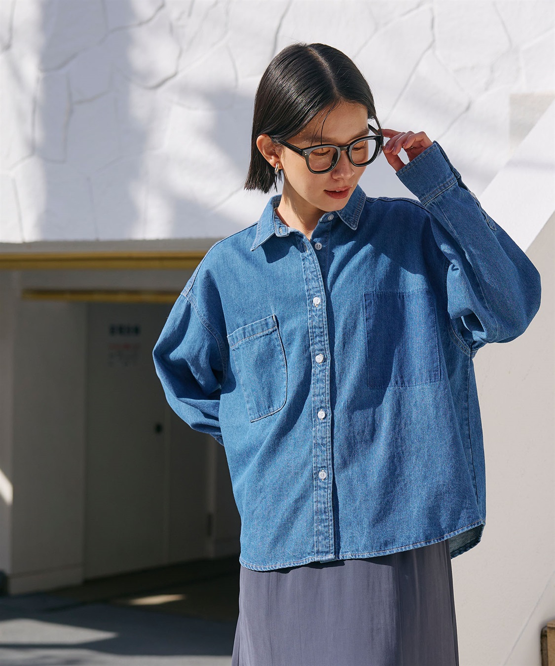 CROSS FUNCTION 《撥水》FRESH DENIM ポケットデザインデニムシャツ_sub_11