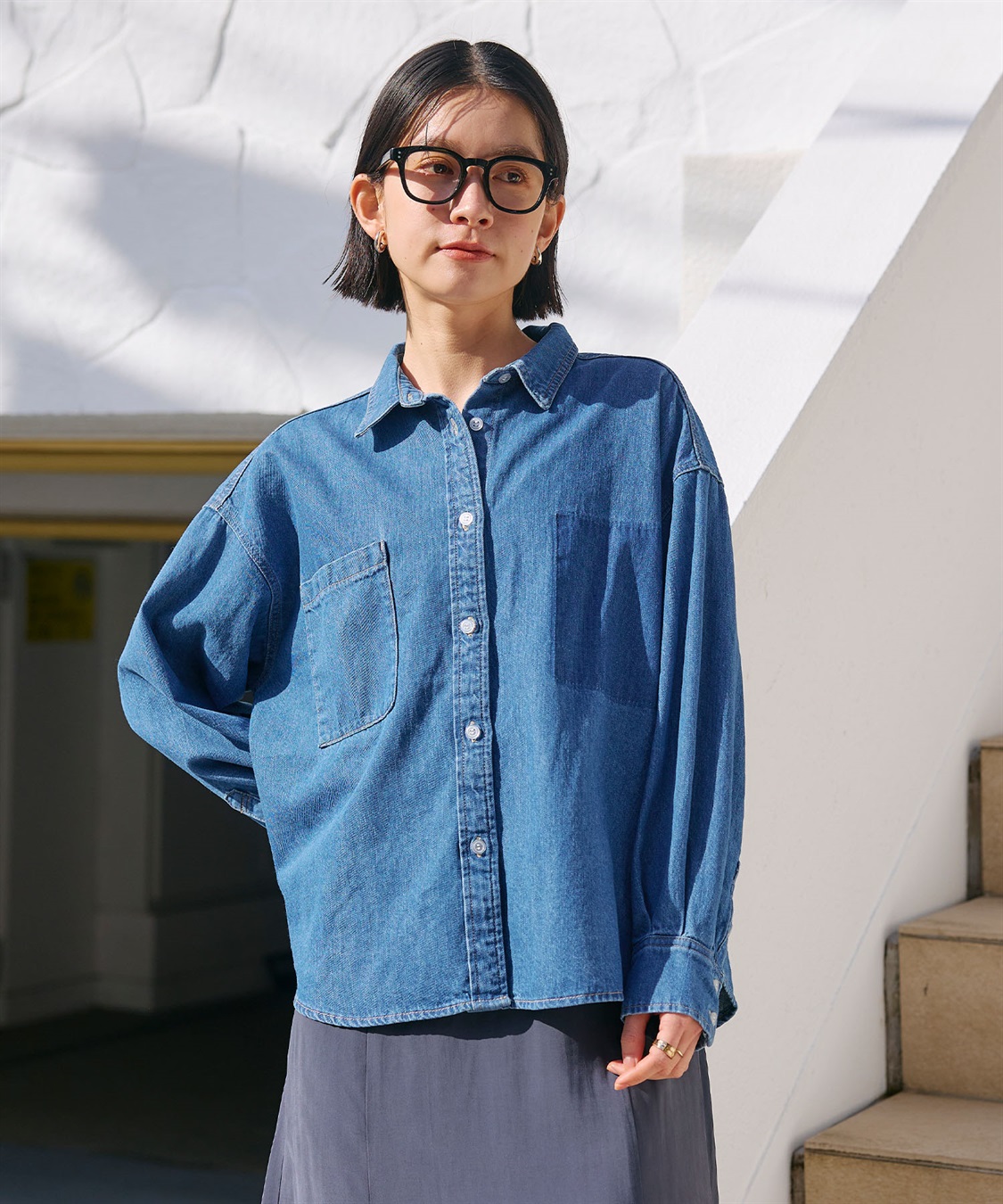 CROSS FUNCTION 《撥水》FRESH DENIM ポケットデザインデニムシャツ_sub_12