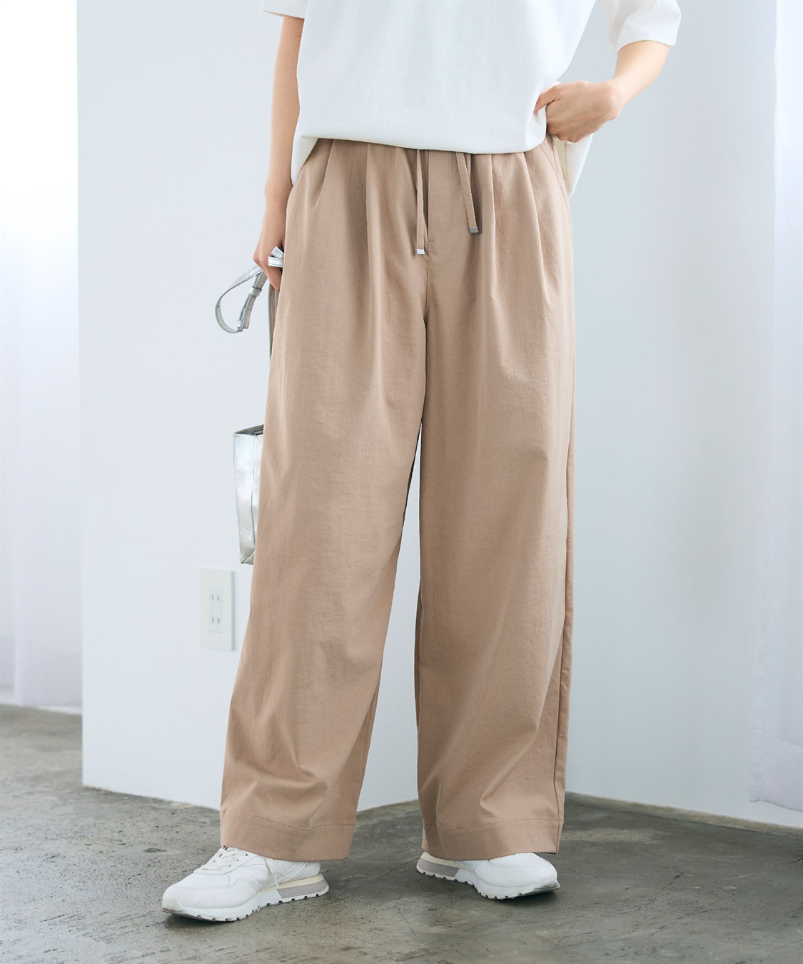 CROSS FUNCTION 《UV/吸水速乾》エブ楽 ダブルタックイージーワイドパンツ_sub_3