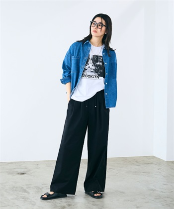 CROSS FUNCTION 《UV/吸水速乾》エブ楽 ダブルタックイージーワイドパンツ_subthumb_18