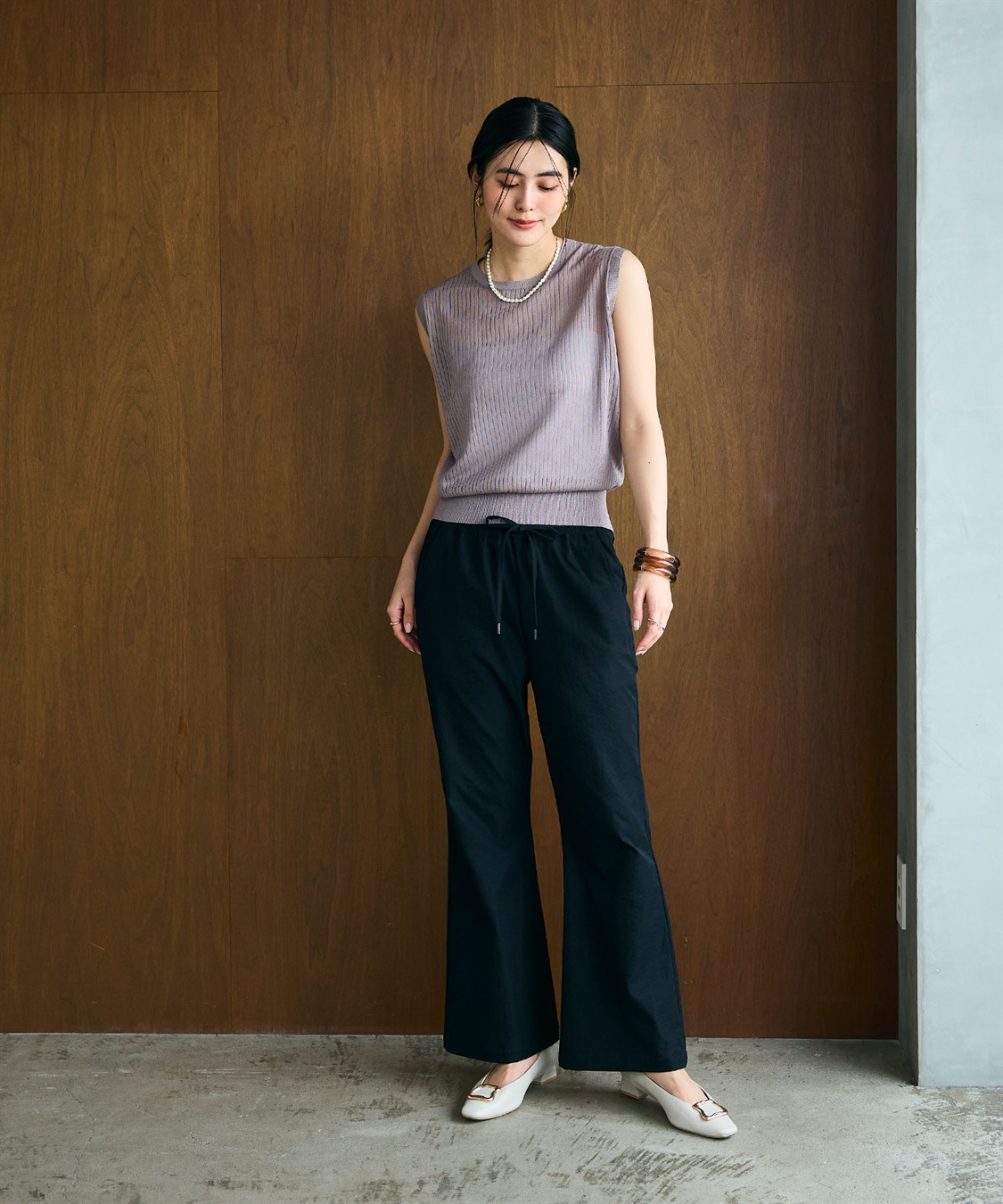 CROSS FUNCTION 《UV/吸水速乾》エブ楽 イージーセミフレアパンツ_sub_2