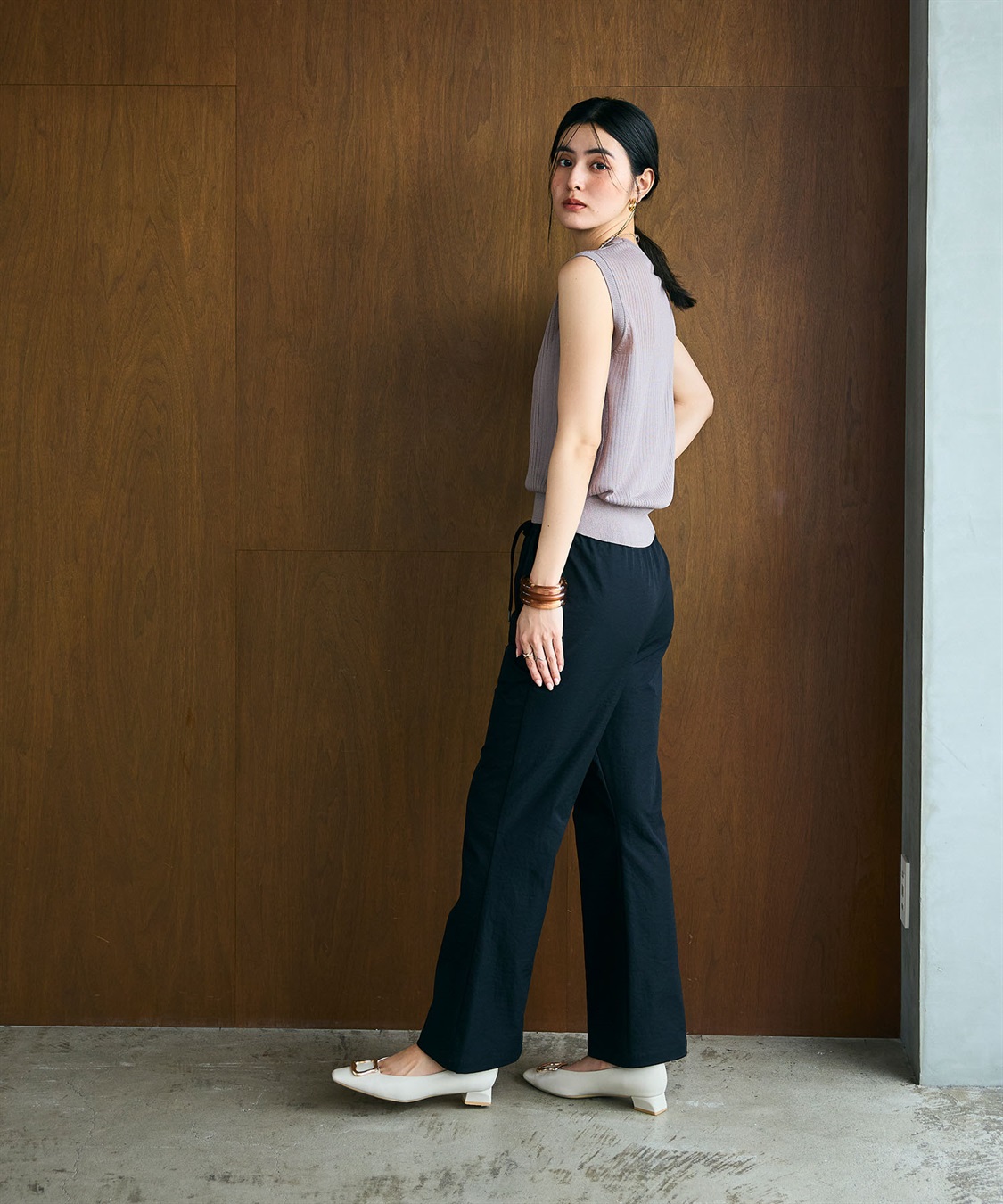 CROSS FUNCTION 《UV/吸水速乾》エブ楽 イージーセミフレアパンツ_sub_5