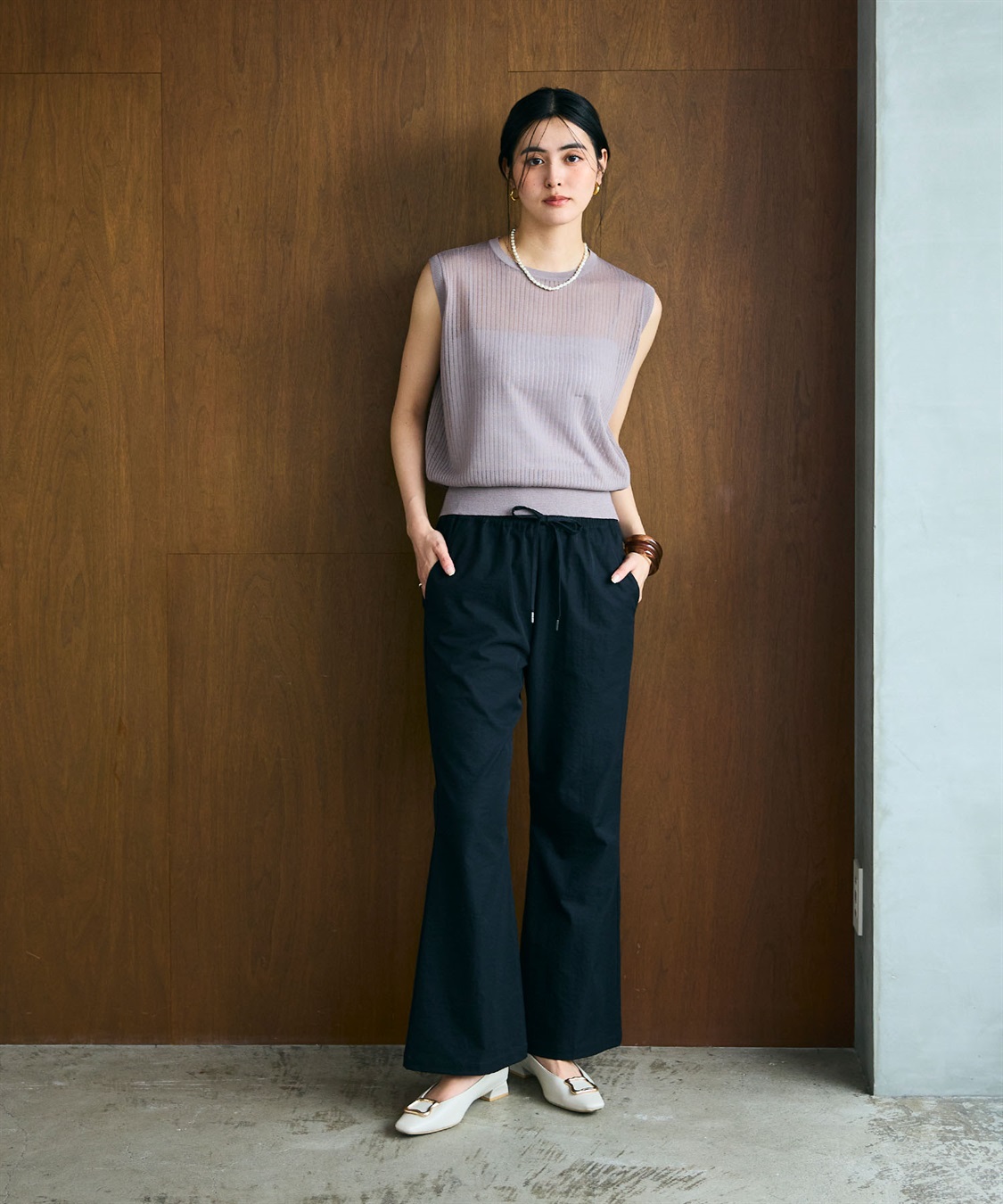 CROSS FUNCTION 《UV/吸水速乾》エブ楽 イージーセミフレアパンツ_sub_6