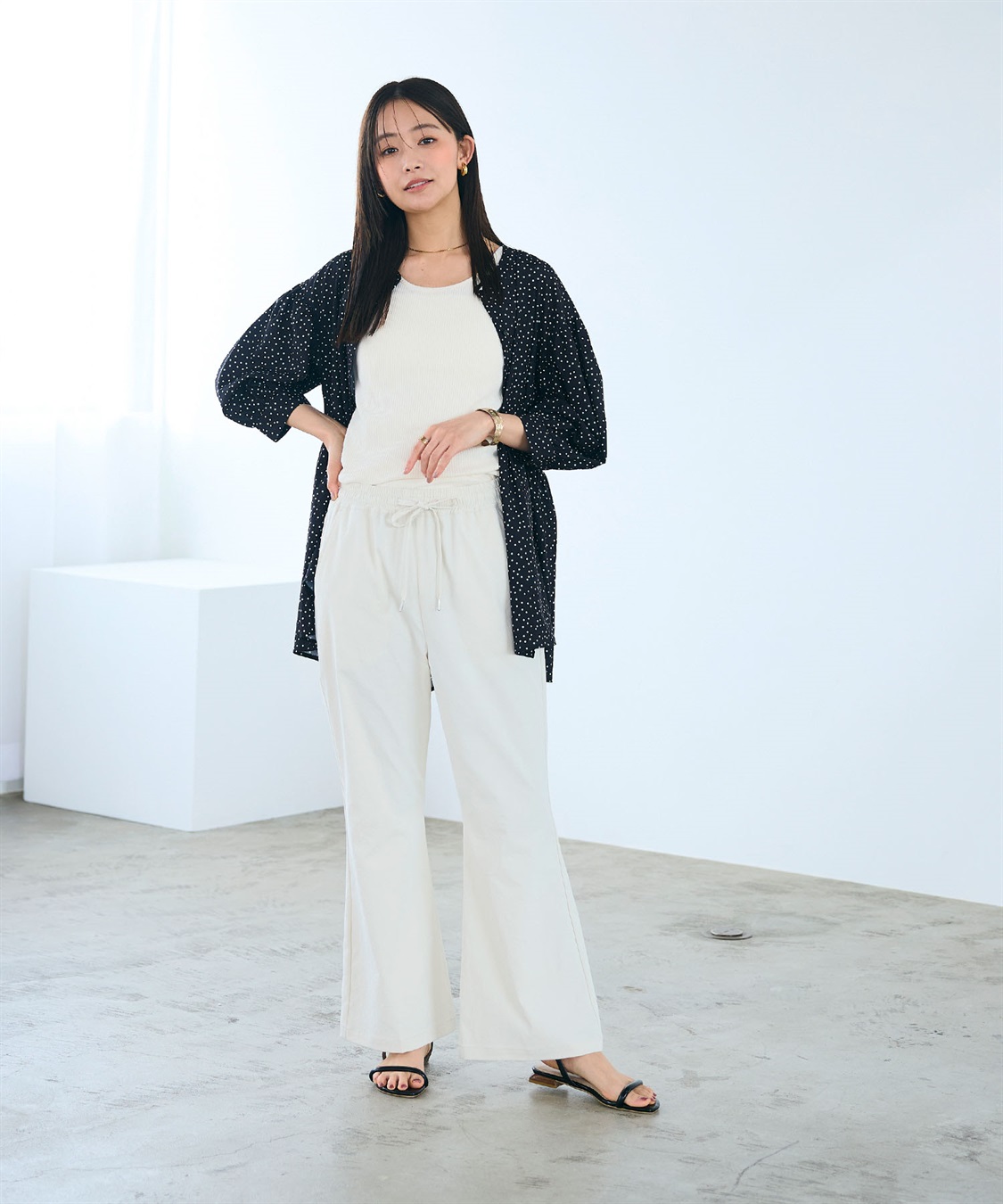 CROSS FUNCTION 《UV/吸水速乾》エブ楽 イージーセミフレアパンツ_sub_12