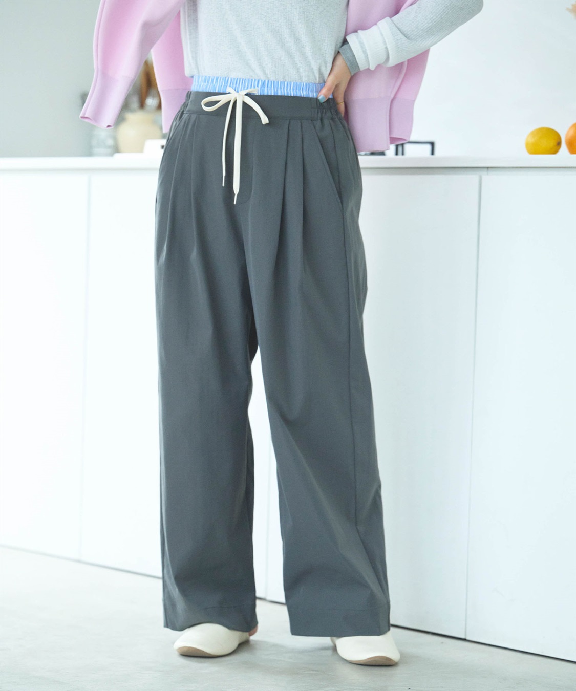 CROSS FUNCTION 《UV/吸水速乾》エブ楽 ダブルウエストイージーワイドパンツ_sub_1