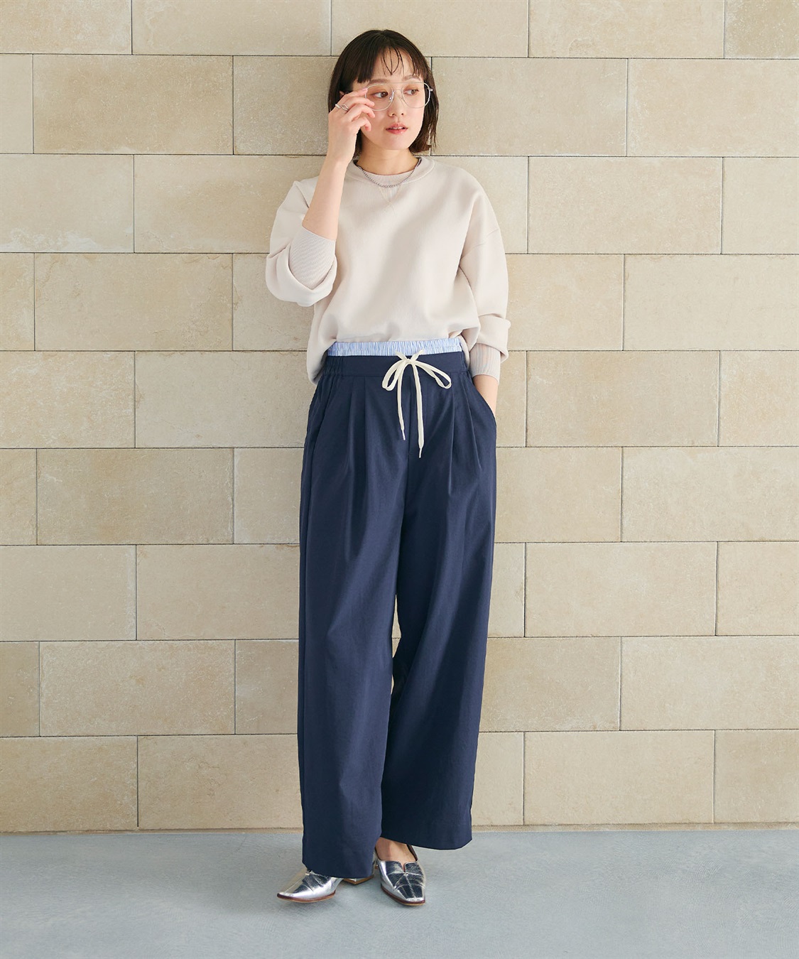 CROSS FUNCTION 《UV/吸水速乾》エブ楽 ダブルウエストイージーワイドパンツ_sub_3