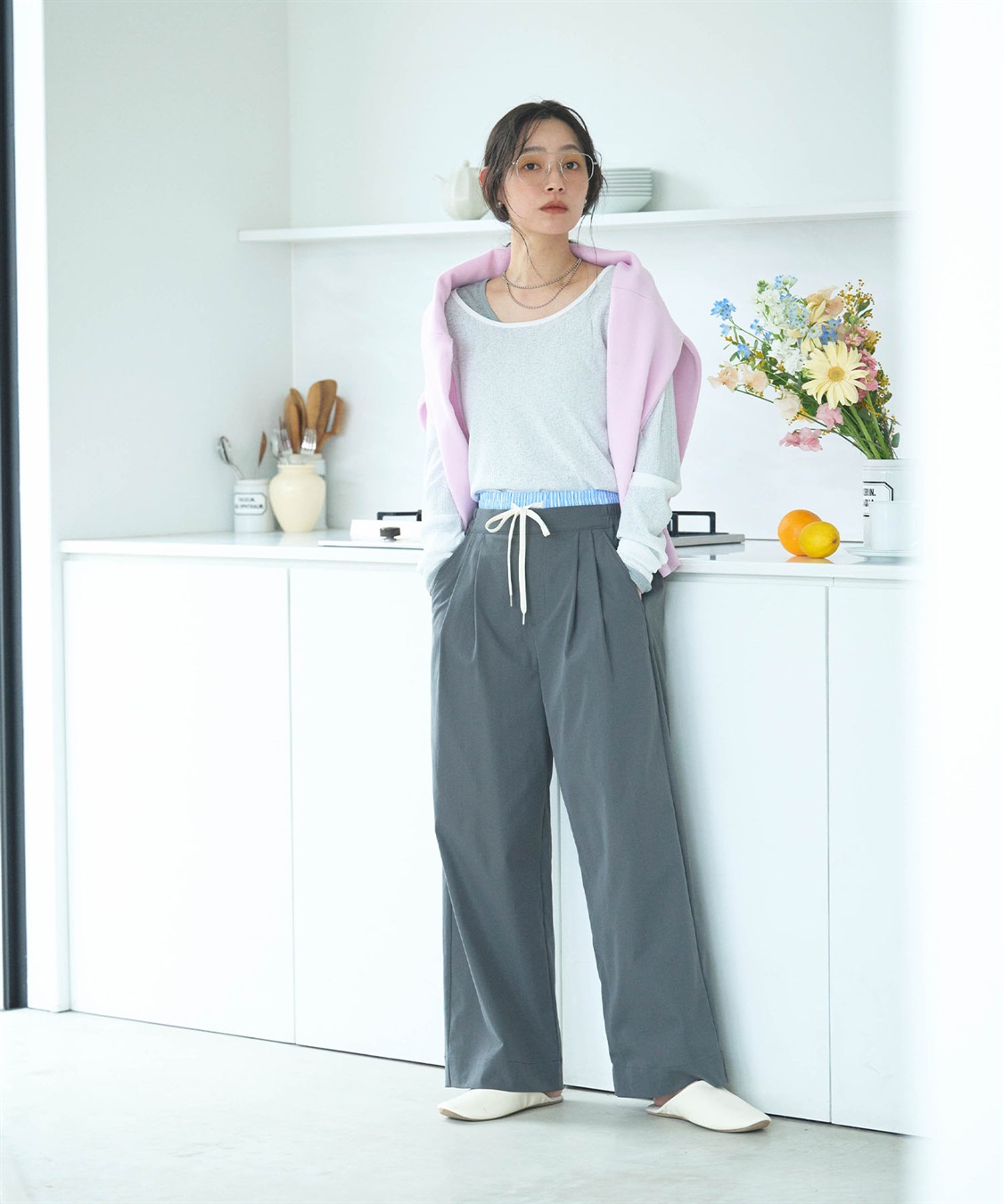 CROSS FUNCTION 《UV/吸水速乾》エブ楽 ダブルウエストイージーワイドパンツ_sub_9