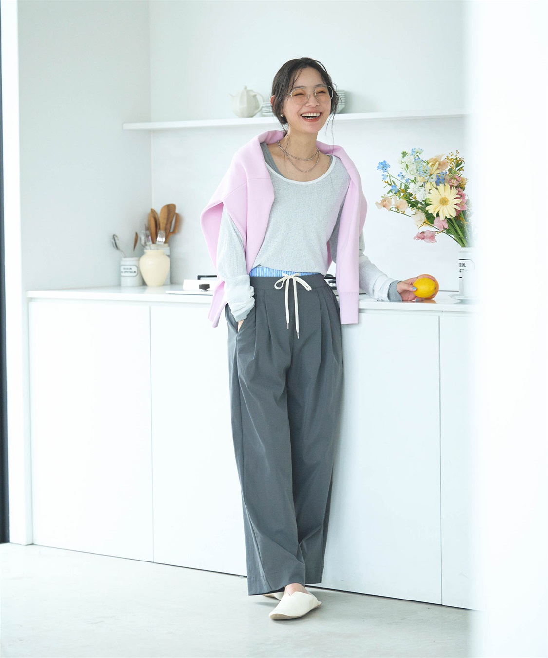 CROSS FUNCTION 《UV/吸水速乾》エブ楽 ダブルウエストイージーワイドパンツ_sub_12