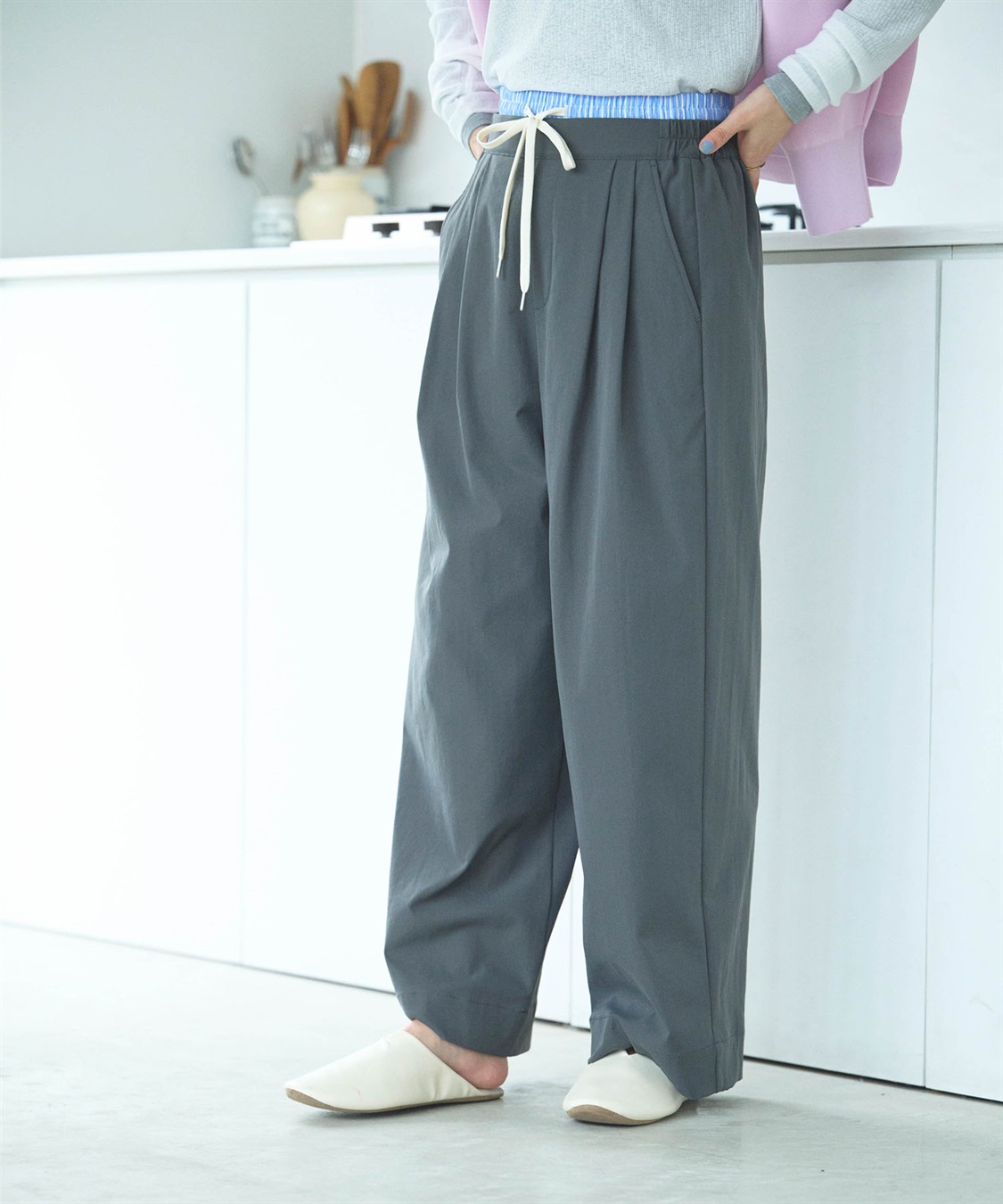 CROSS FUNCTION 《UV/吸水速乾》エブ楽 ダブルウエストイージーワイドパンツ_sub_13