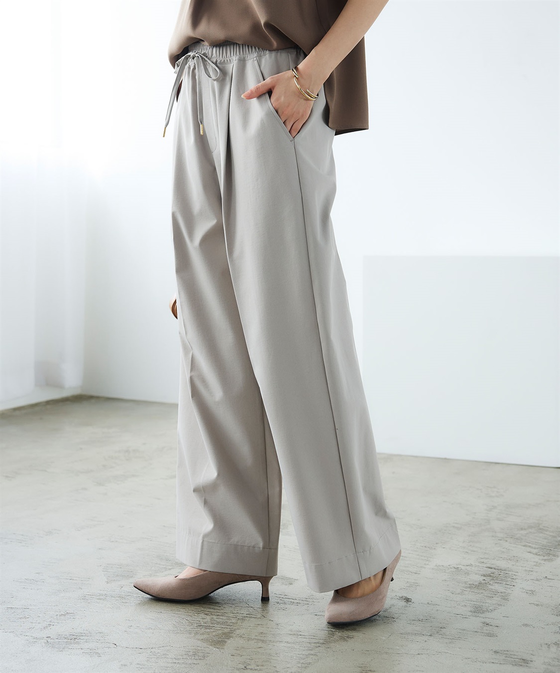 CROSS FUNCTION 《防汚》エブ楽 タックストレートイージーパンツ_sub_4