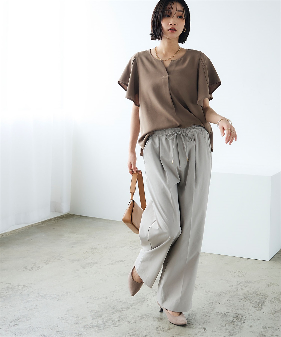 CROSS FUNCTION 《防汚》エブ楽 タックストレートイージーパンツ_sub_9