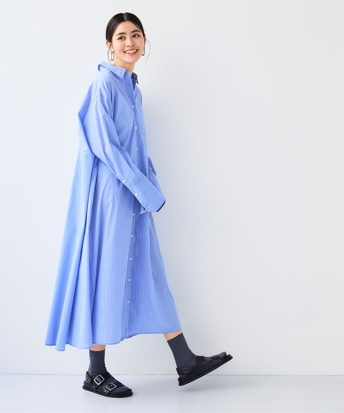 CROSS FUNCTION 《シワになりにくい》サマ美え ボリュームシャツワンピース_sub_5