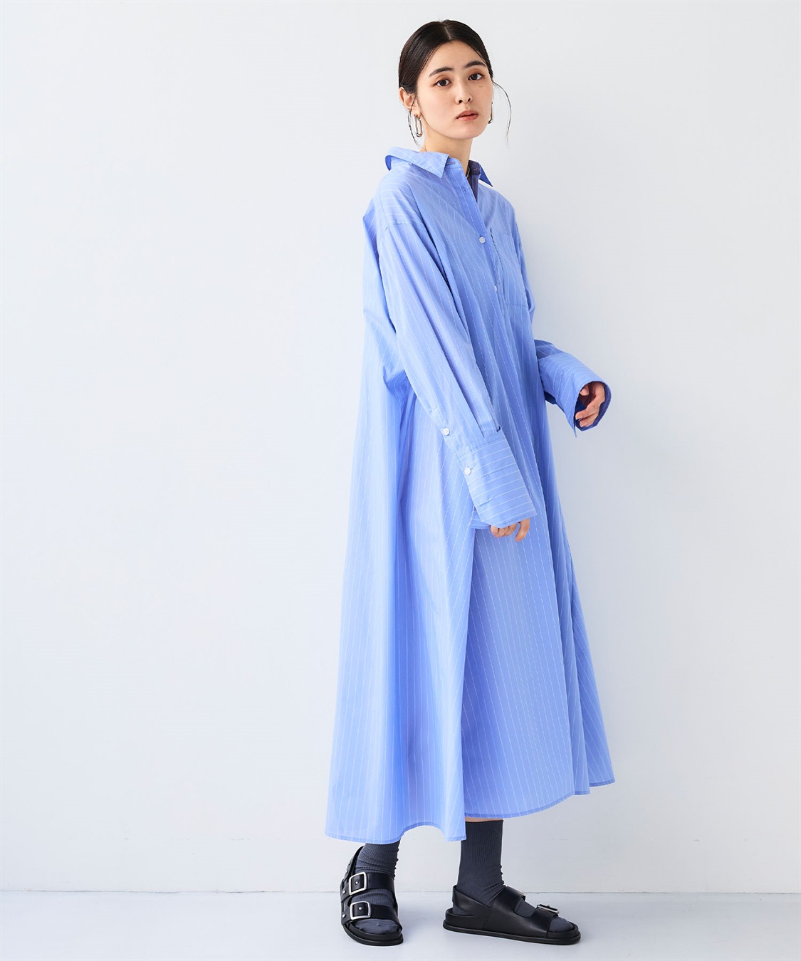 CROSS FUNCTION 《シワになりにくい》サマ美え ボリュームシャツワンピース_sub_6