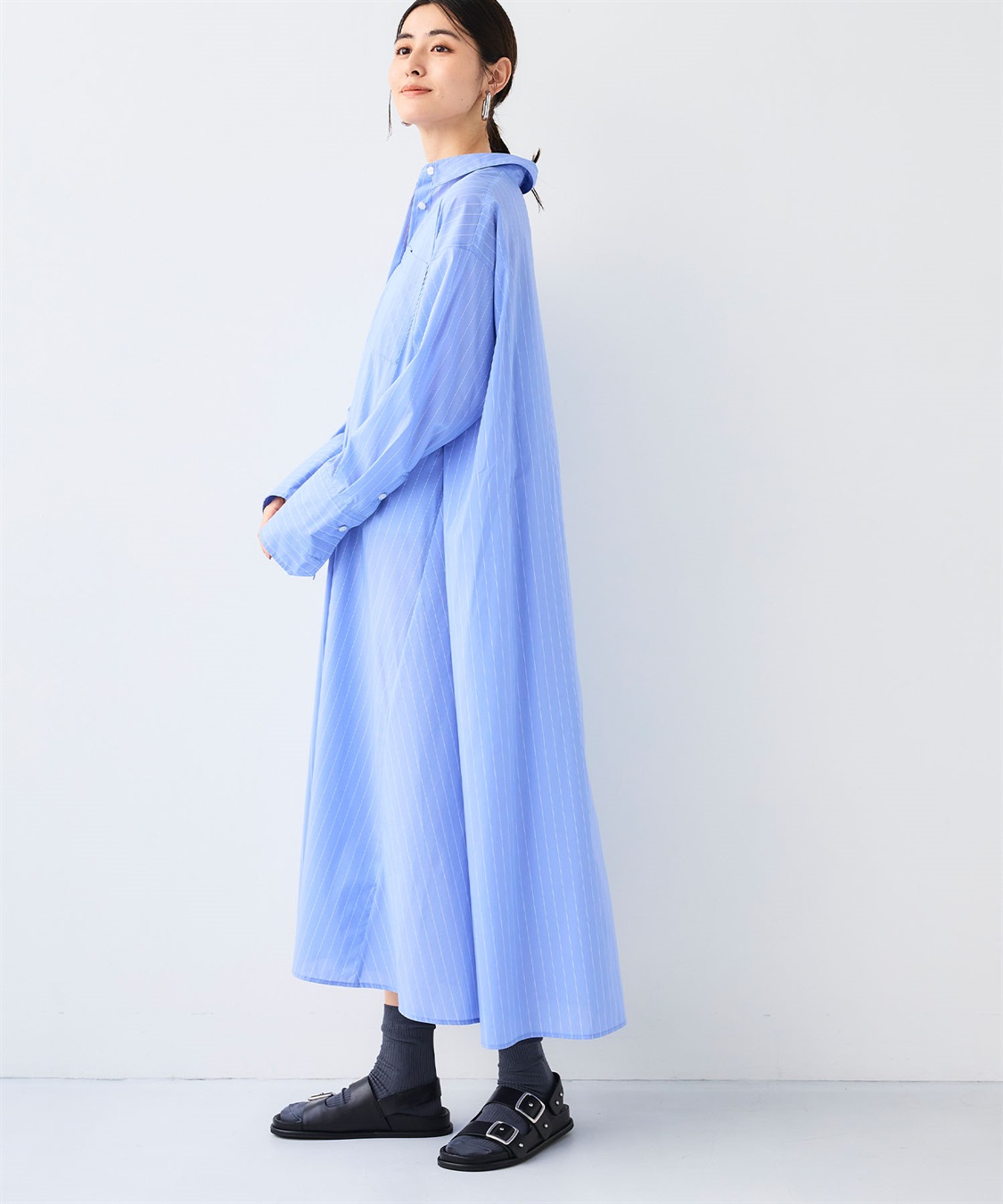 CROSS FUNCTION 《シワになりにくい》サマ美え ボリュームシャツワンピース_sub_7