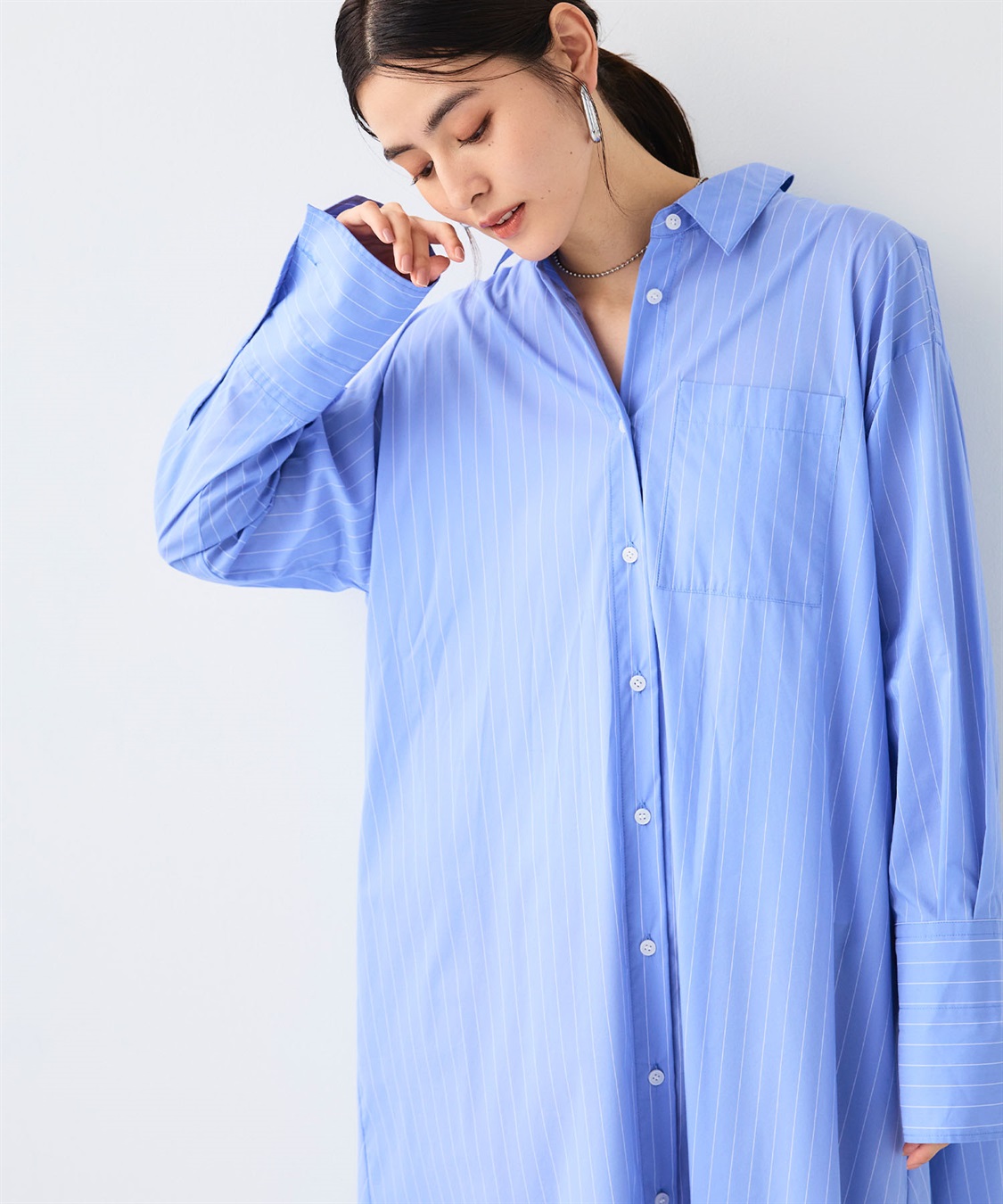 CROSS FUNCTION 《シワになりにくい》サマ美え ボリュームシャツワンピース_sub_8