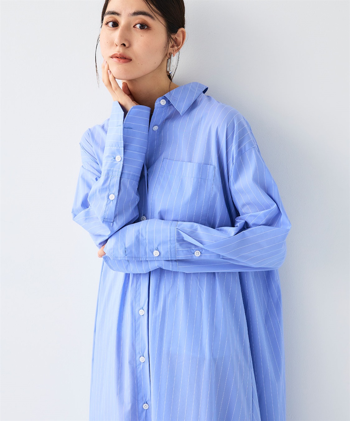 CROSS FUNCTION 《シワになりにくい》サマ美え ボリュームシャツワンピース_sub_9