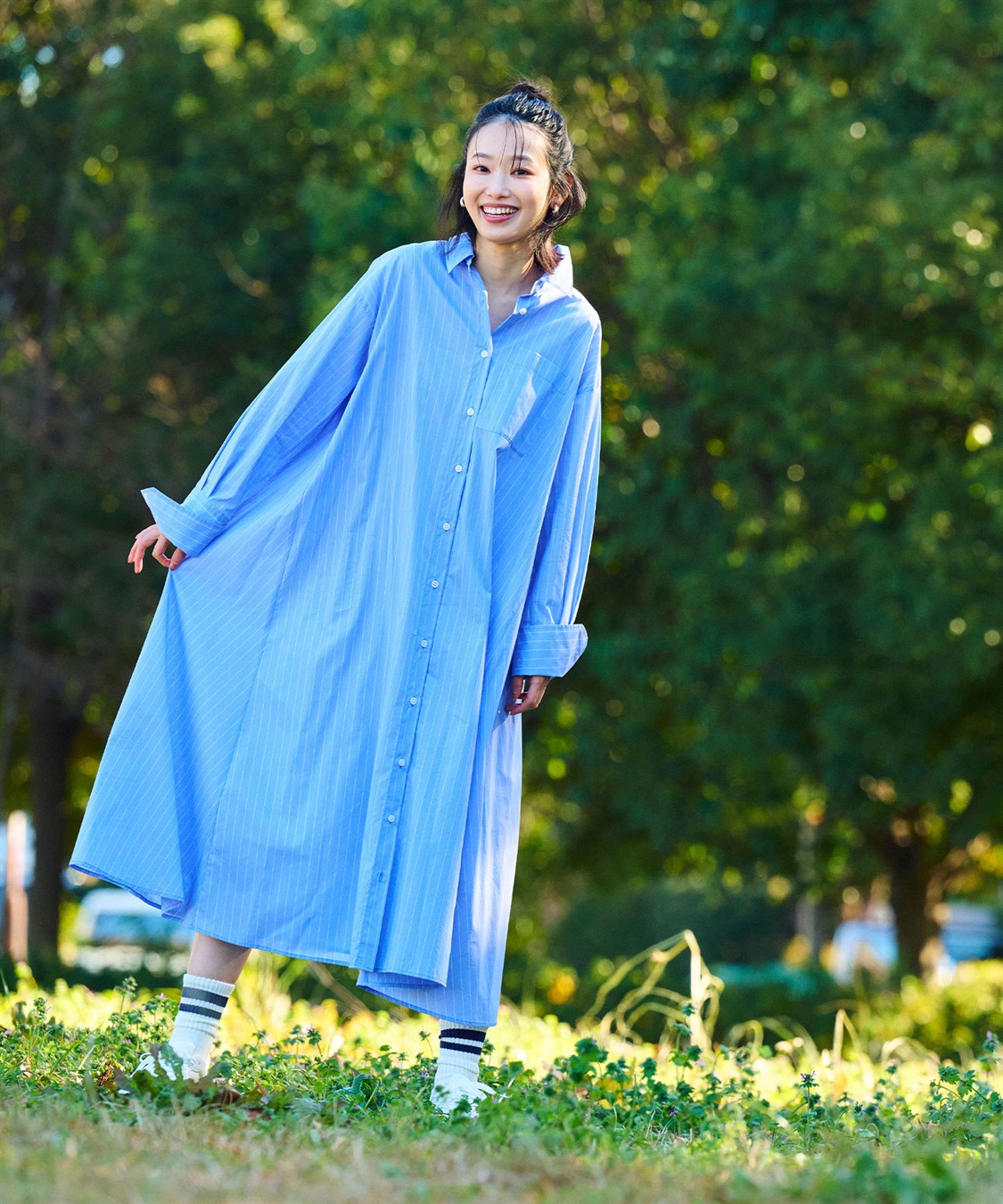 CROSS FUNCTION 《シワになりにくい》サマ美え ボリュームシャツワンピース_sub_10