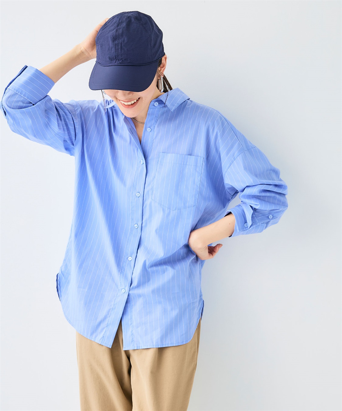 CROSS FUNCTION 《シワになりにくい》サマ美え ビックシルエットタックシャツ_sub_6