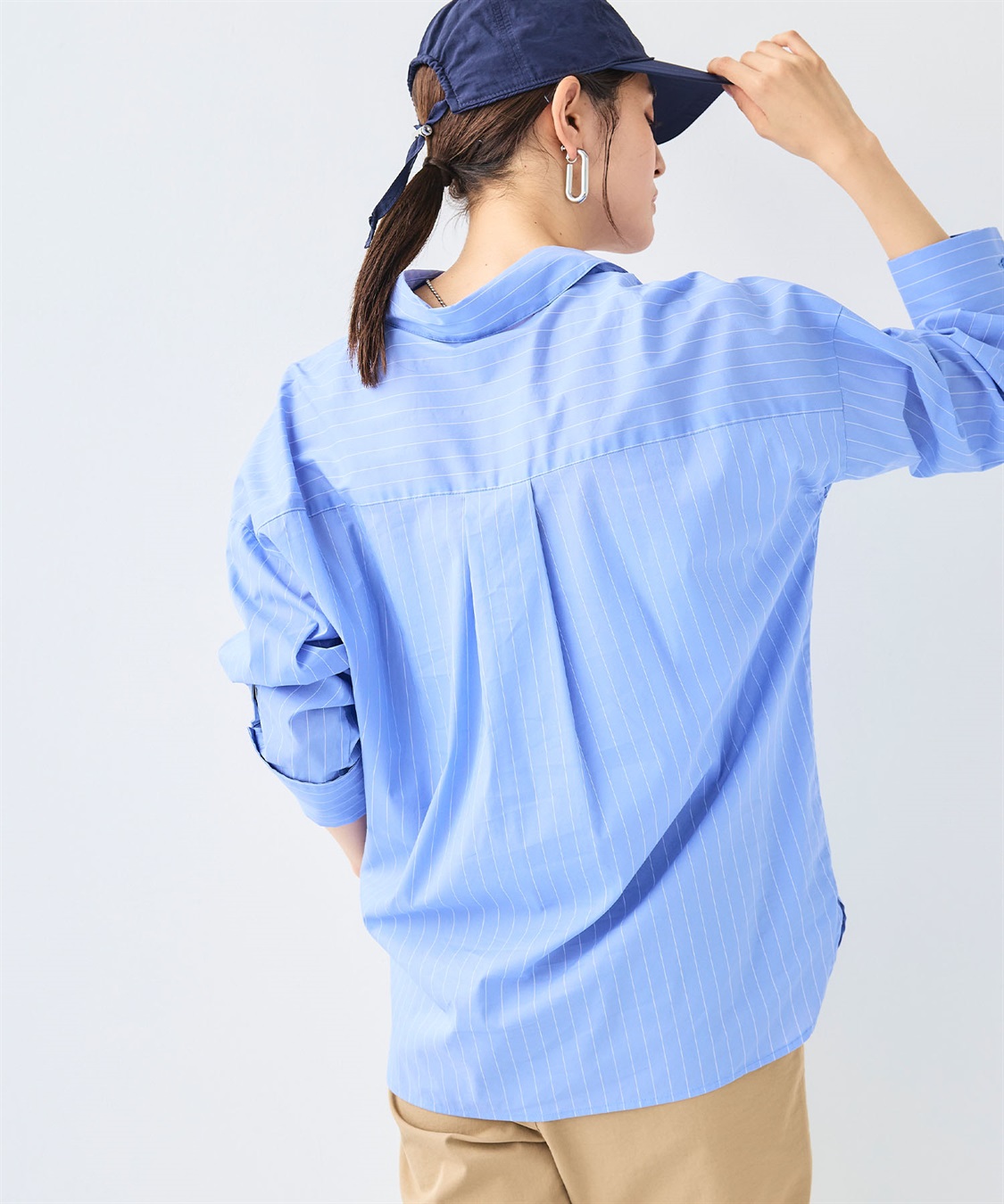 CROSS FUNCTION 《シワになりにくい》サマ美え ビックシルエットタックシャツ_sub_7