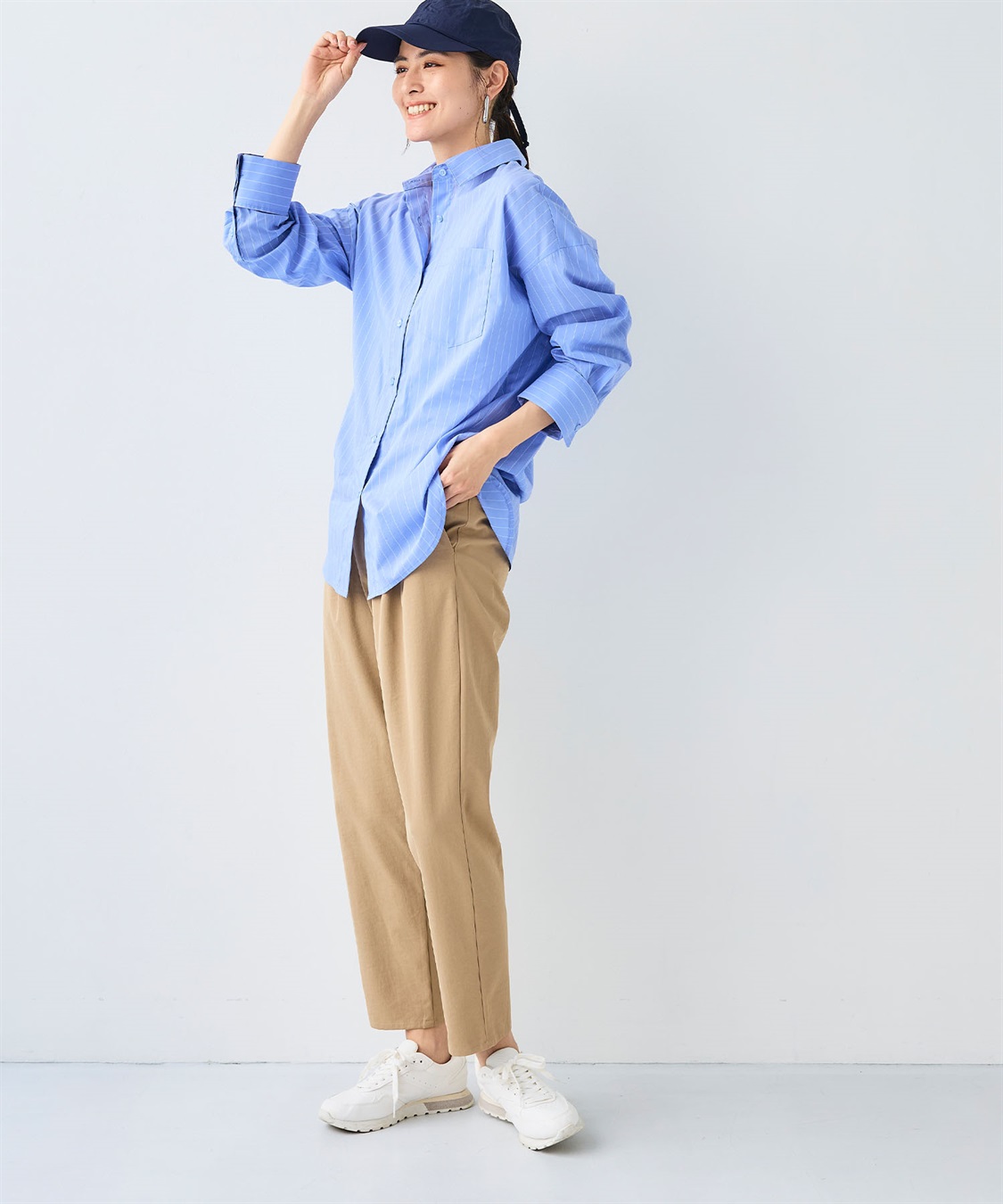 CROSS FUNCTION 《シワになりにくい》サマ美え ビックシルエットタックシャツ_sub_9