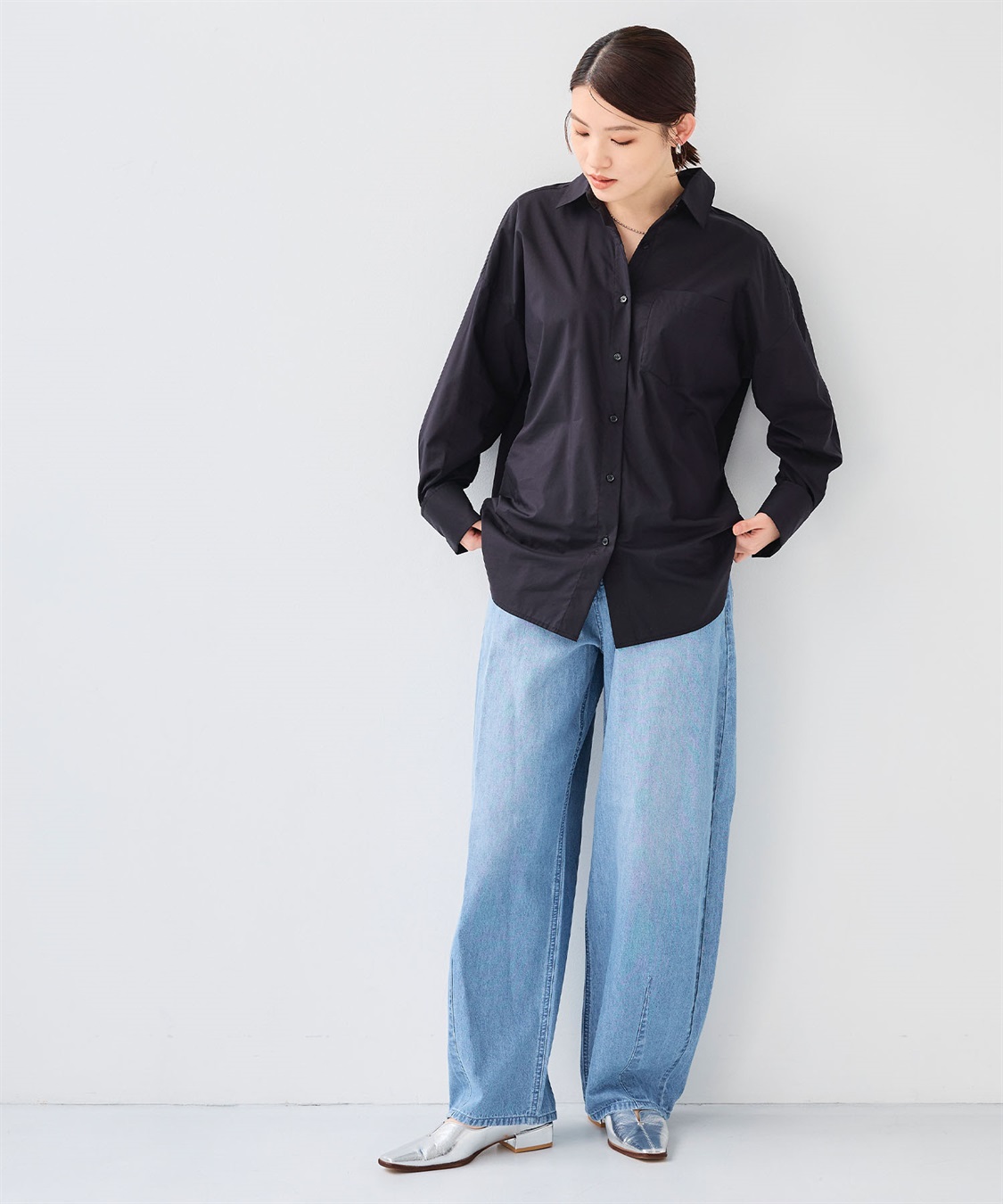 CROSS FUNCTION 《シワになりにくい》サマ美え ビックシルエットタックシャツ_sub_17