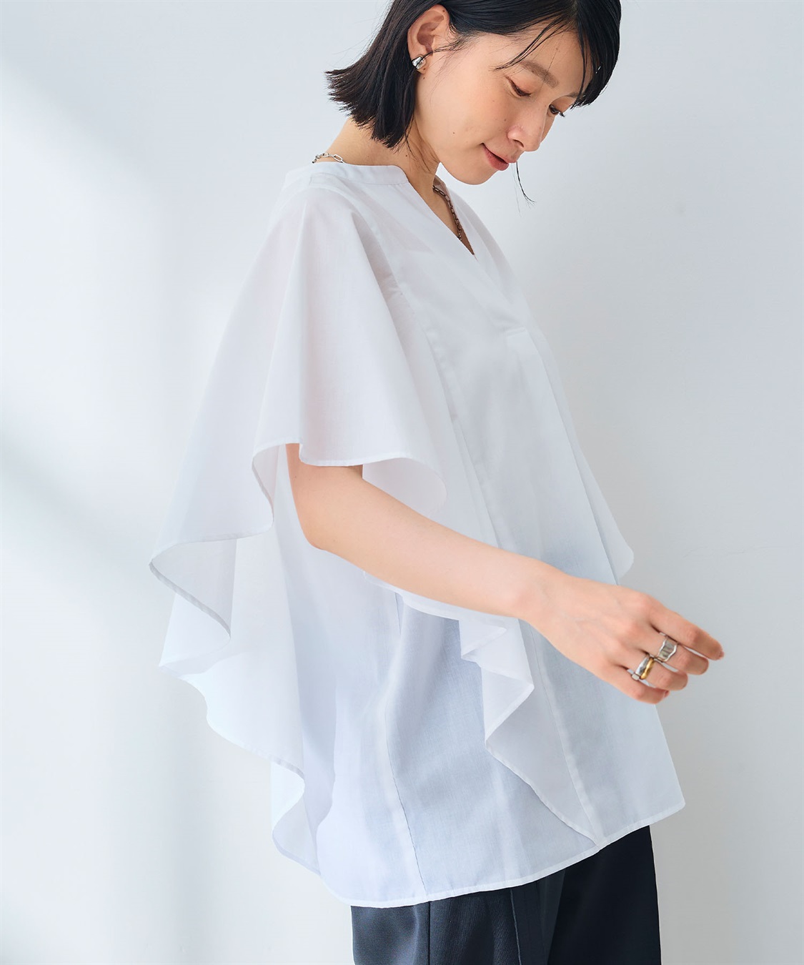 CROSS FUNCTION 《シワになりにくい》エブ楽 ブロードフリルスリーブブラウス_sub_7