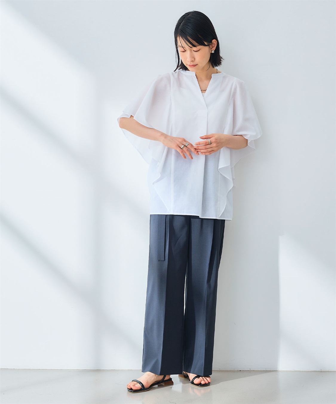 CROSS FUNCTION 《シワになりにくい》エブ楽 ブロードフリルスリーブブラウス_sub_9