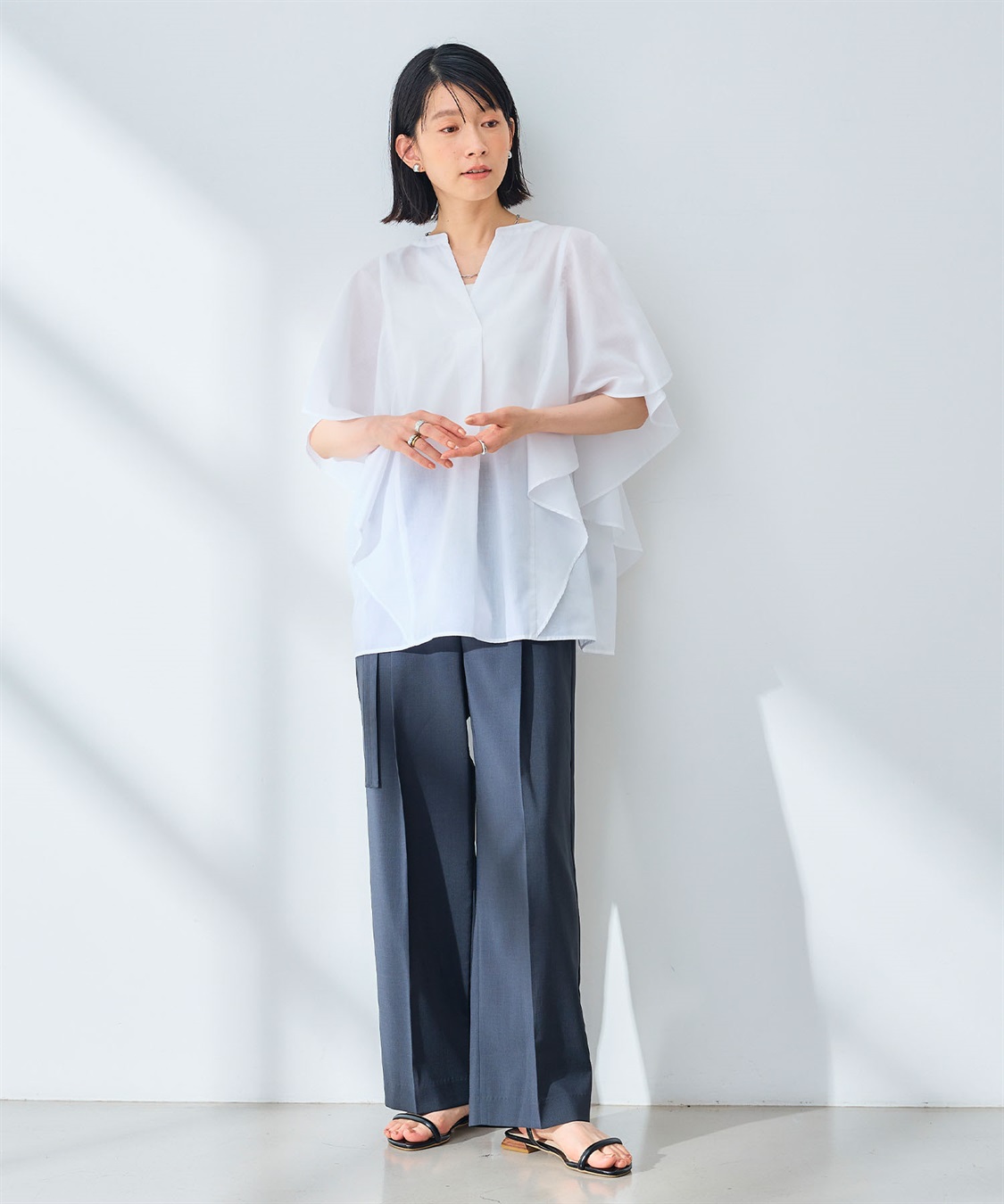 CROSS FUNCTION 《シワになりにくい》エブ楽 ブロードフリルスリーブブラウス_sub_10