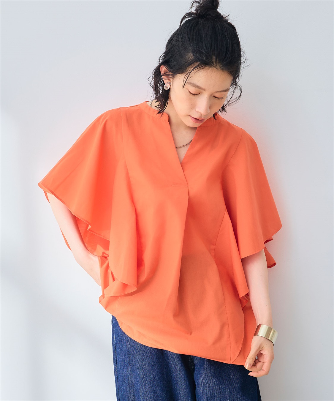 CROSS FUNCTION 《シワになりにくい》エブ楽 ブロードフリルスリーブブラウス_sub_15