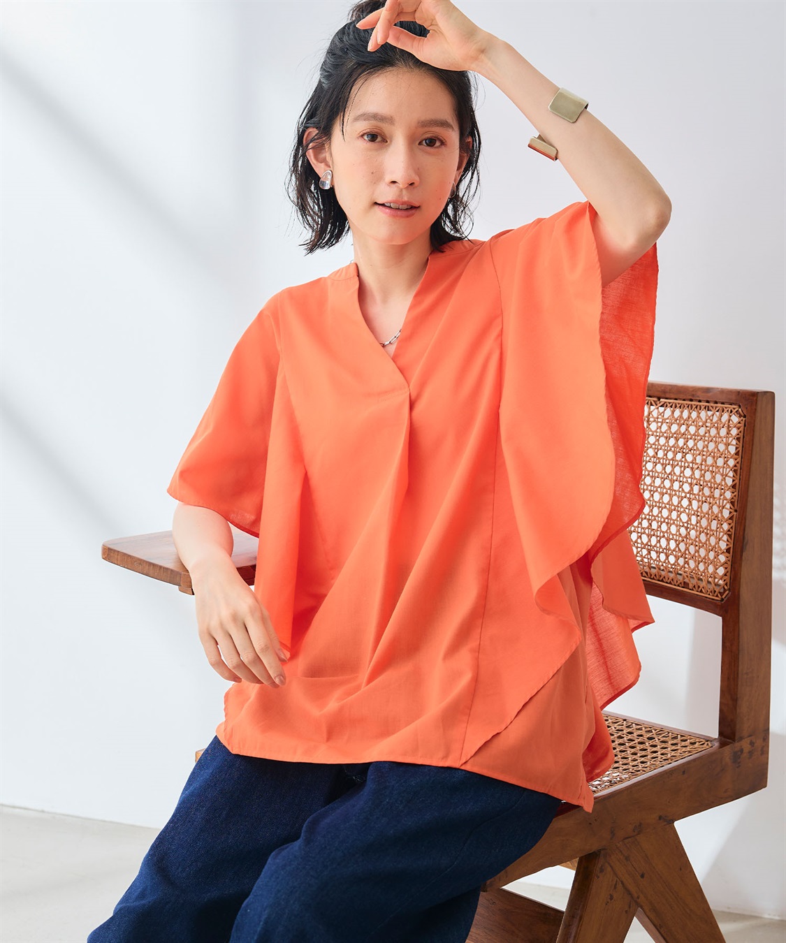 CROSS FUNCTION 《シワになりにくい》エブ楽 ブロードフリルスリーブブラウス_sub_16