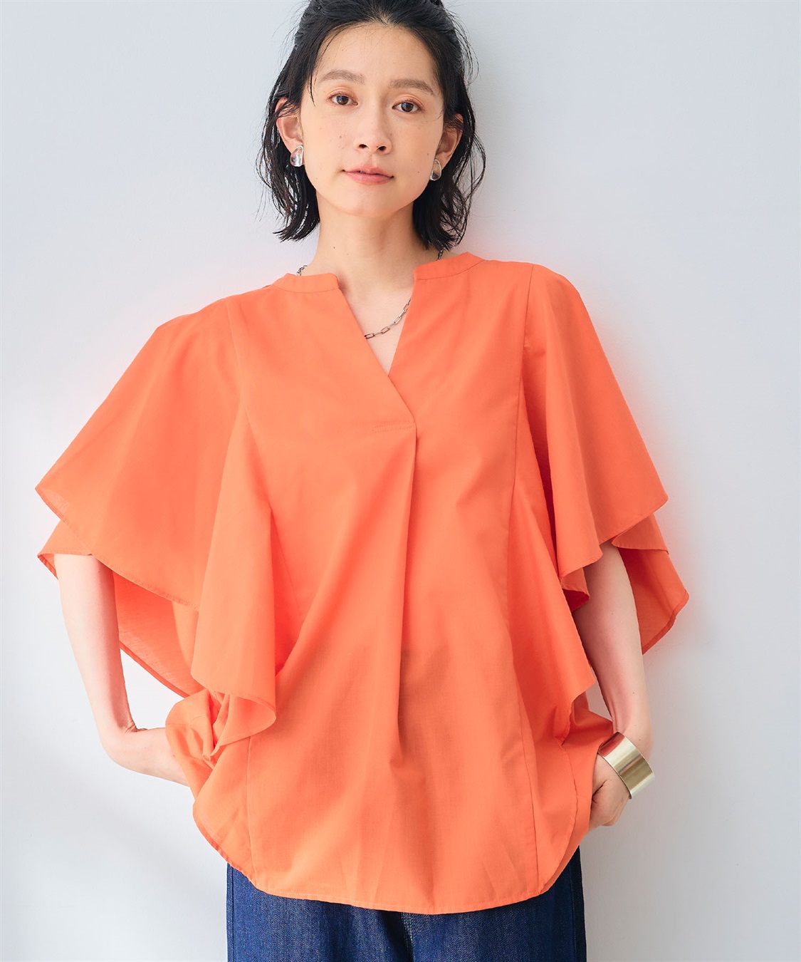 CROSS FUNCTION 《シワになりにくい》エブ楽 ブロードフリルスリーブブラウス_sub_17