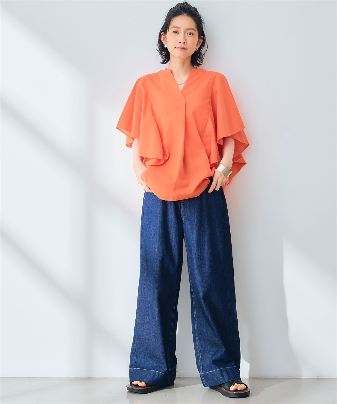 CROSS FUNCTION 《シワになりにくい》エブ楽 ブロードフリルスリーブブラウス_sub_20