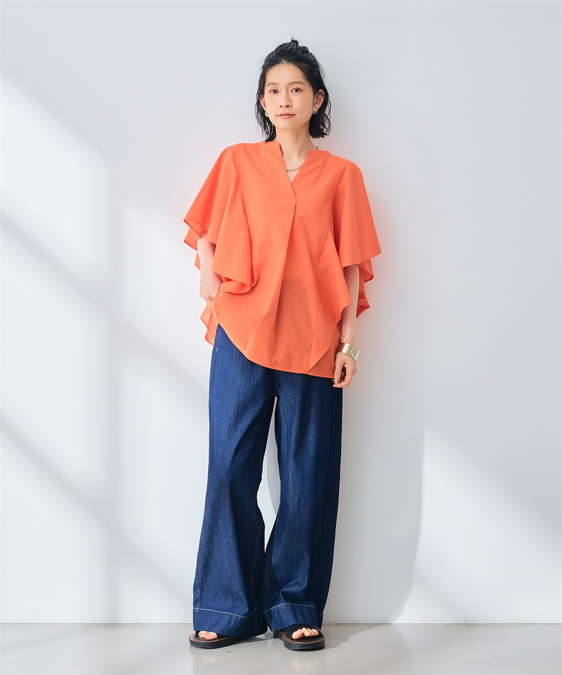 CROSS FUNCTION 《シワになりにくい》エブ楽 ブロードフリルスリーブブラウス_sub_21