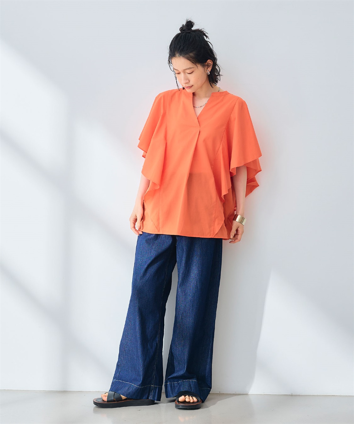 CROSS FUNCTION 《シワになりにくい》エブ楽 ブロードフリルスリーブブラウス_sub_22