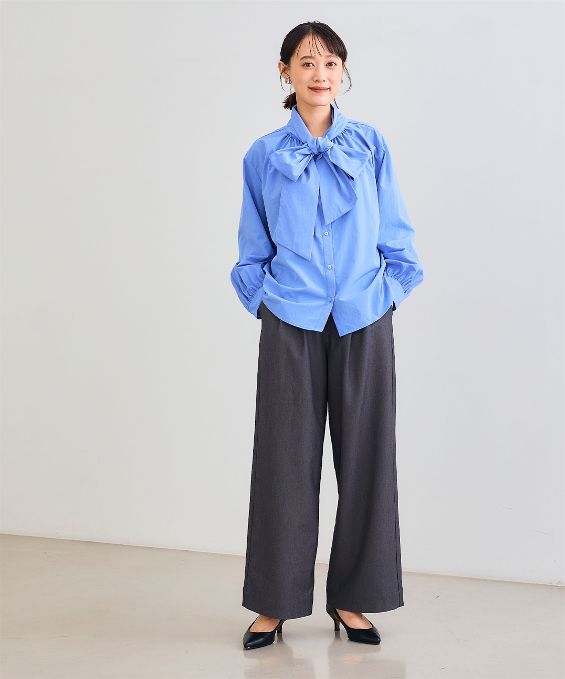 CROSS FUNCTION 《シワになりにくい》リボンボウタイボリュームシャツ_sub_7