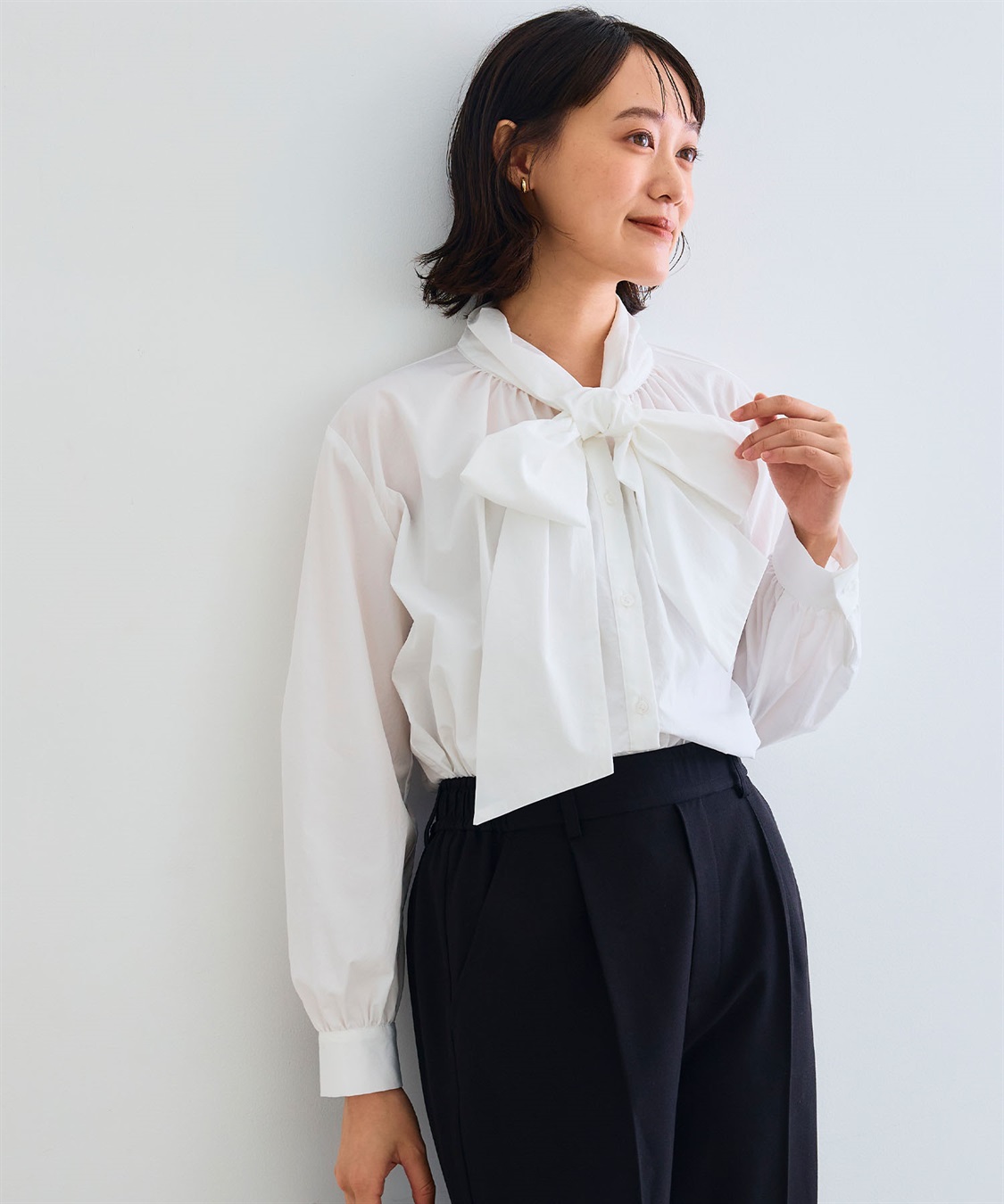 CROSS FUNCTION 《シワになりにくい》リボンボウタイボリュームシャツ_sub_17