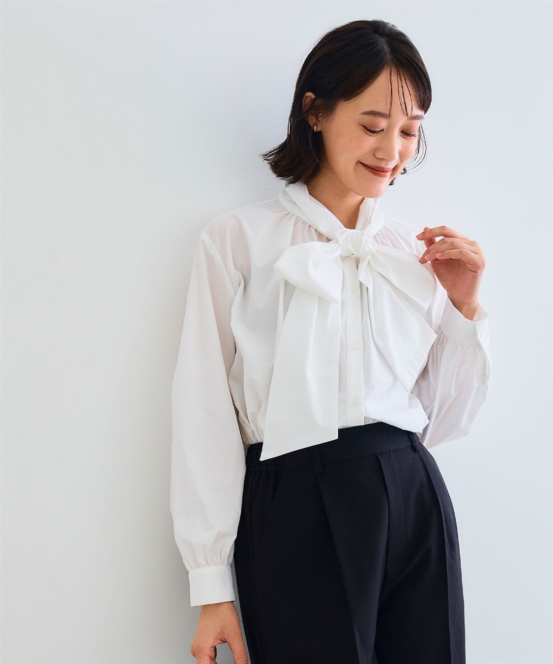 CROSS FUNCTION 《シワになりにくい》リボンボウタイボリュームシャツ_sub_18