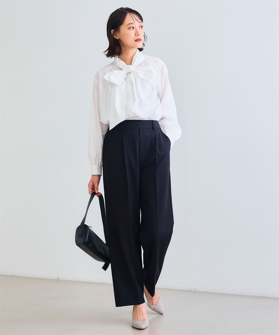 CROSS FUNCTION 《シワになりにくい》リボンボウタイボリュームシャツ_sub_19