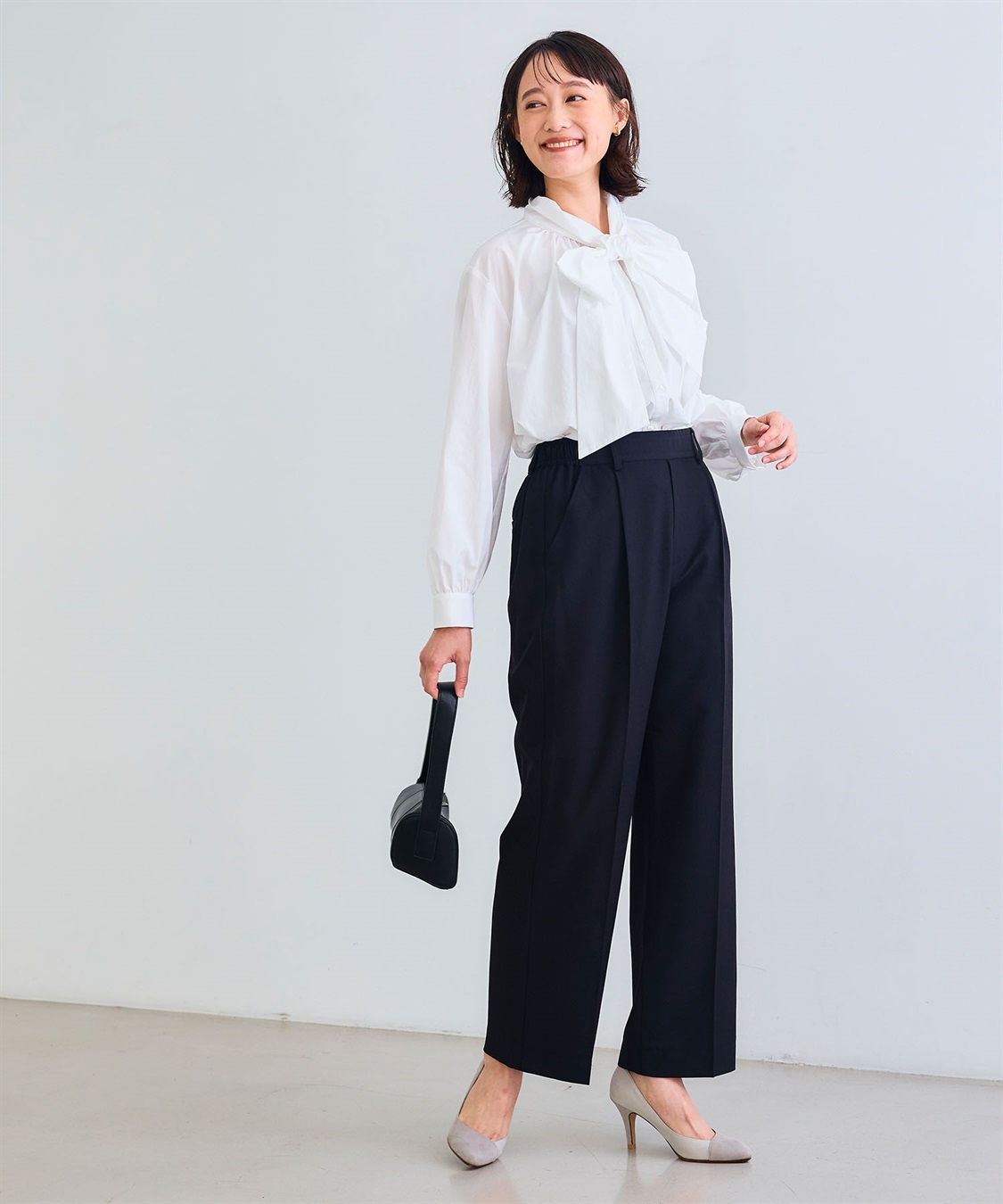 CROSS FUNCTION 《シワになりにくい》リボンボウタイボリュームシャツ_sub_20