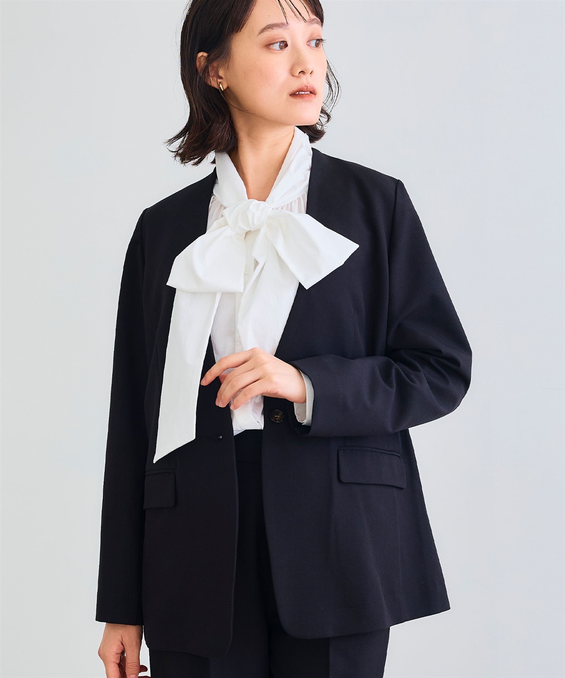 CROSS FUNCTION 《シワになりにくい》リボンボウタイボリュームシャツ_sub_25