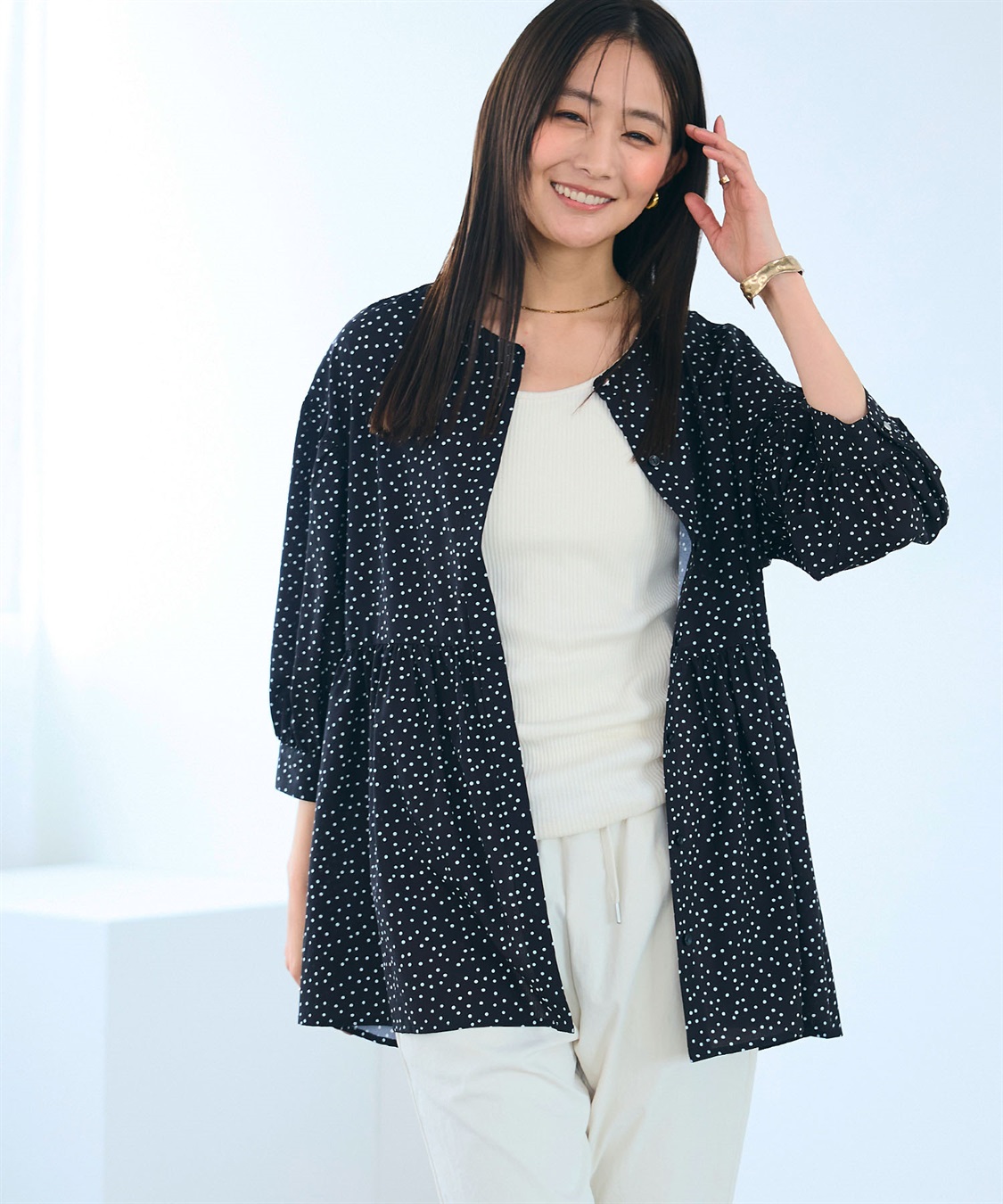 CROSS FUNCTION 《吸水速乾》エブ楽 サッカーストライブペプラムブラウス_sub_3